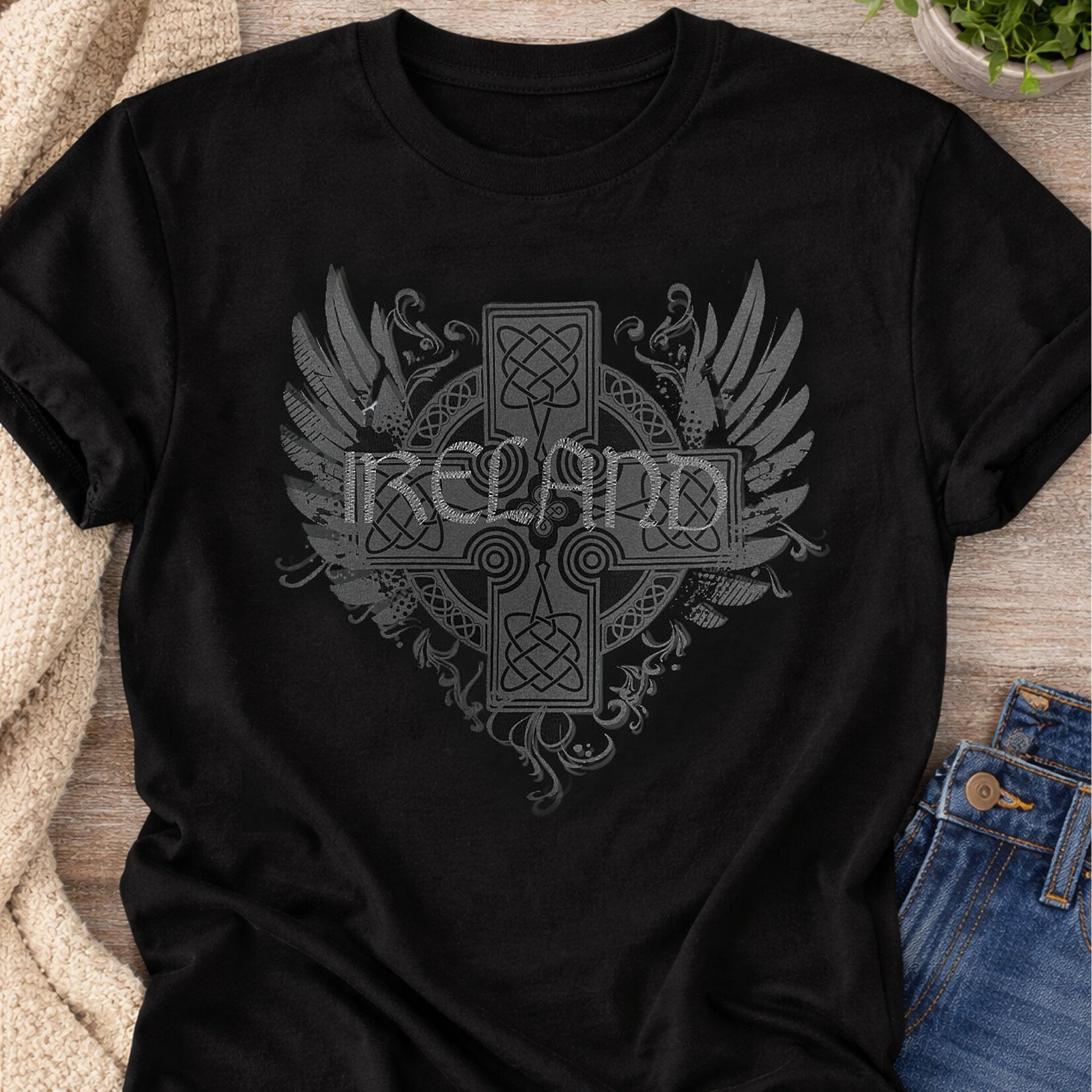 SHIRTS EMB IRELAND WING CELTIC CROSS T-SHIRT