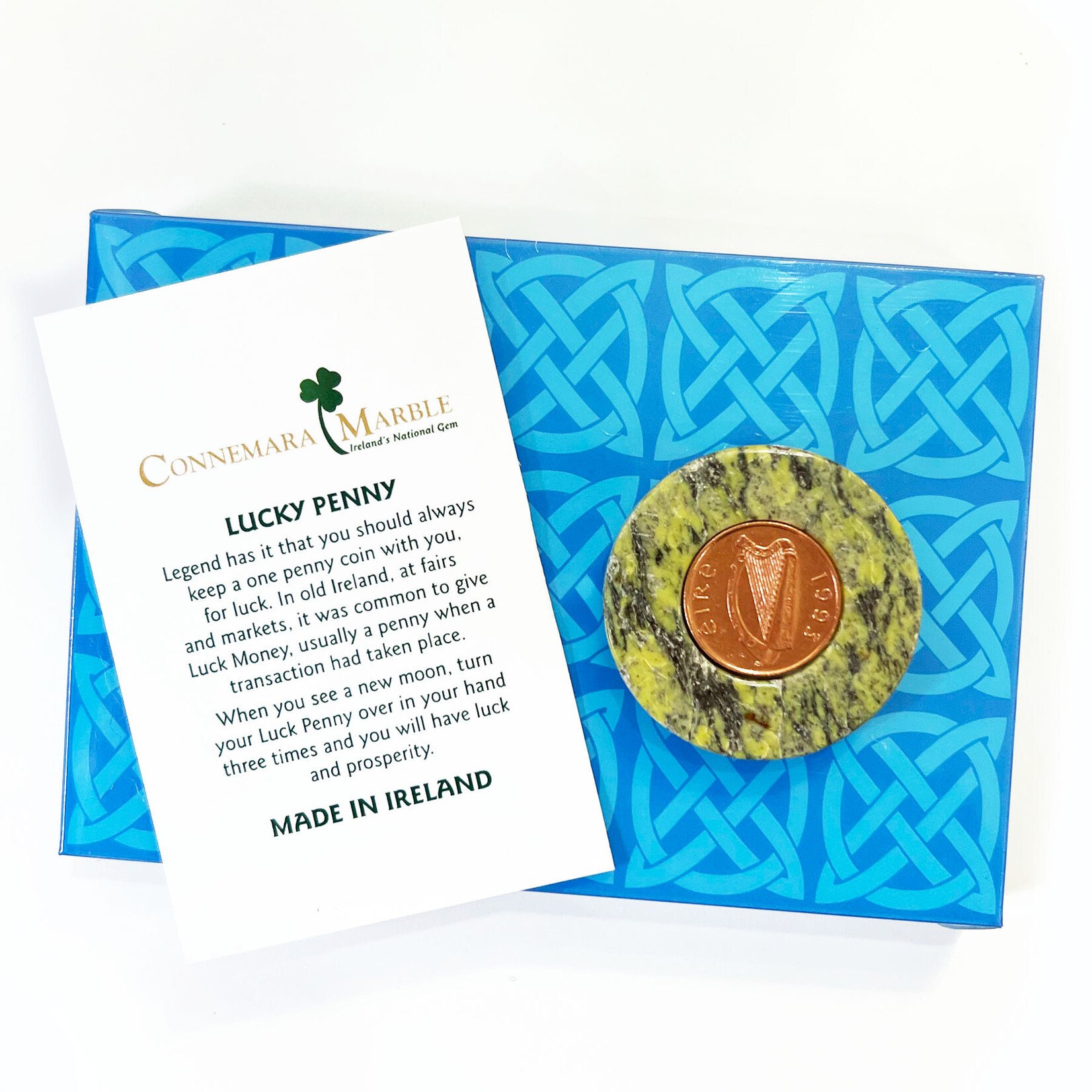 TRADITIONAL IRISH GIFTS BOXED CONNEMARA MARBLE LUCKY PENNY
