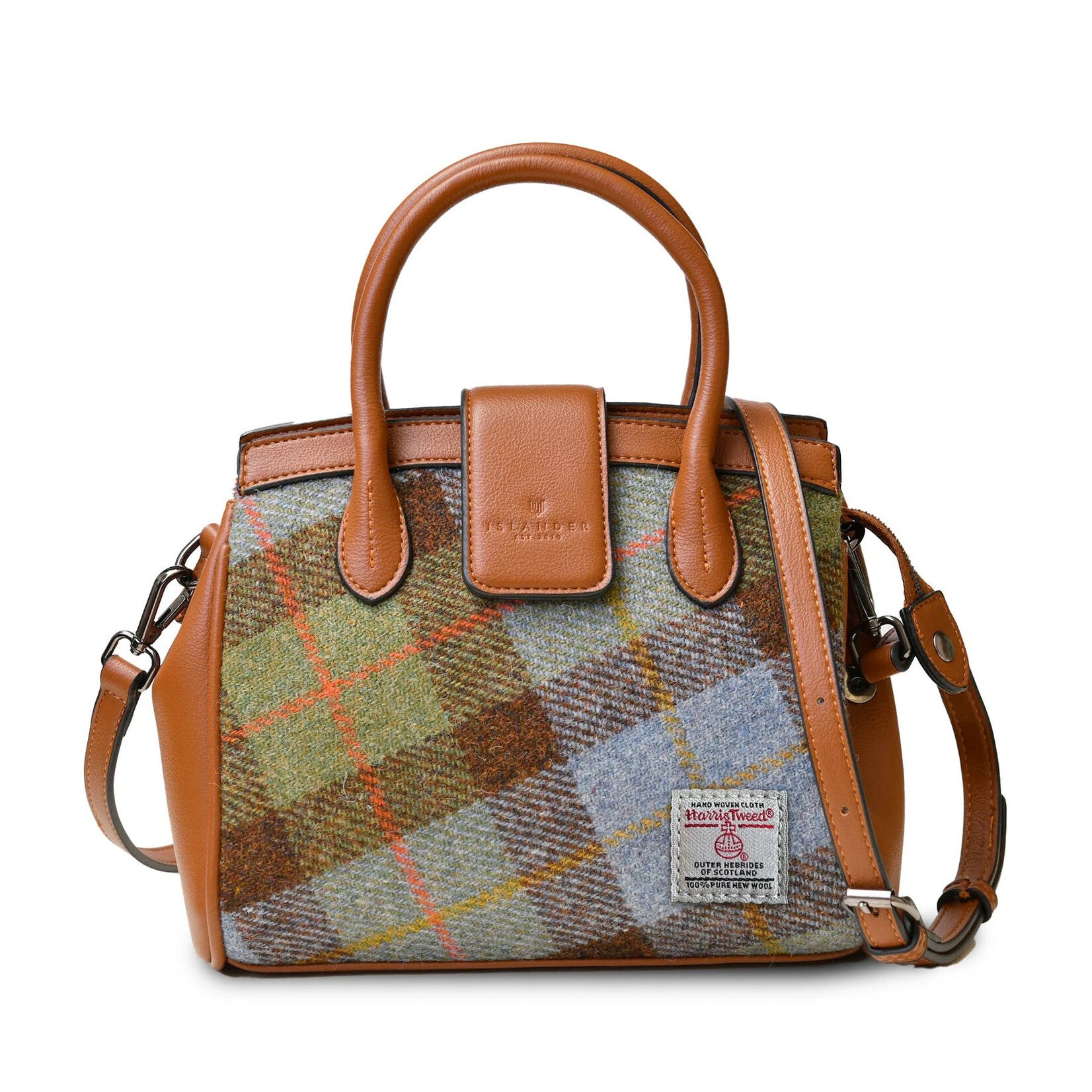 ACCESSORIES ISLANDER MINI TIREE w HARRIS TWEED Chestnut & Blue Tartan