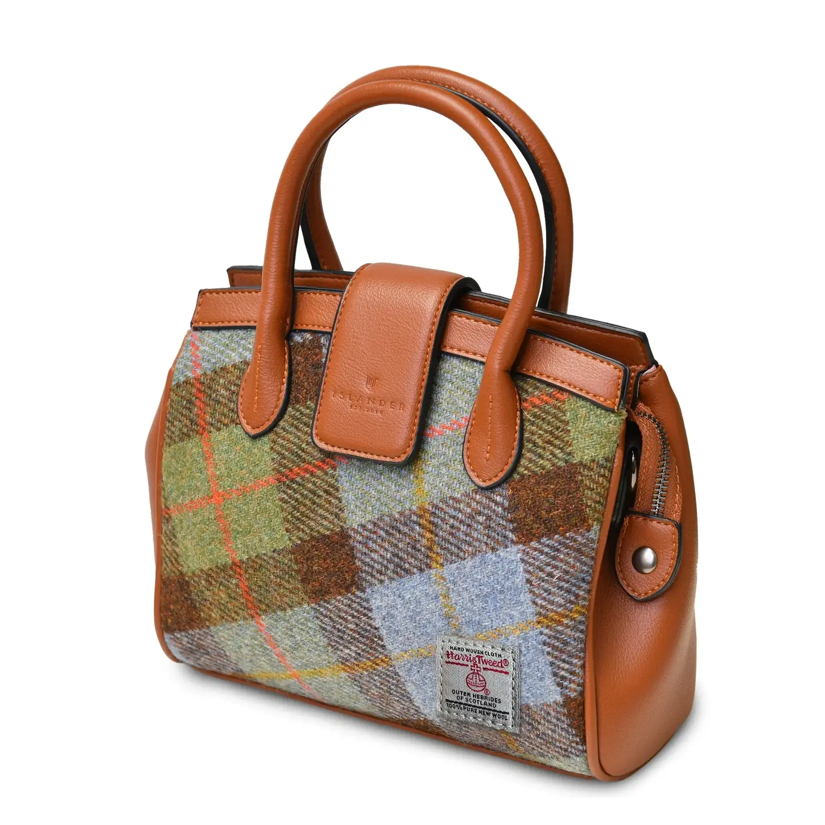 ACCESSORIES ISLANDER MINI TIREE w HARRIS TWEED Chestnut & Blue Tartan