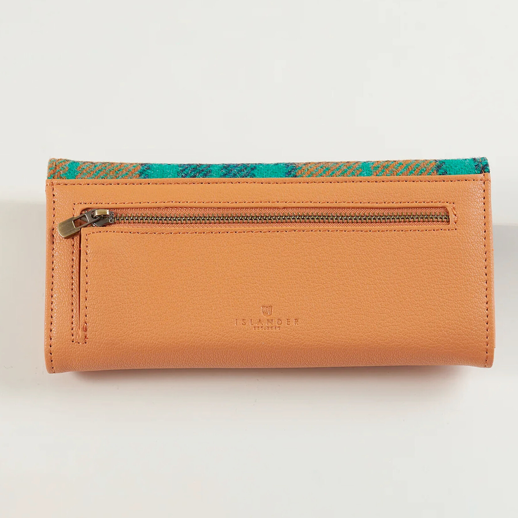 ACCESSORIES ISLANDER LRG CLASP PURSE WALLET w HARRIS TWEED Orange Tartan