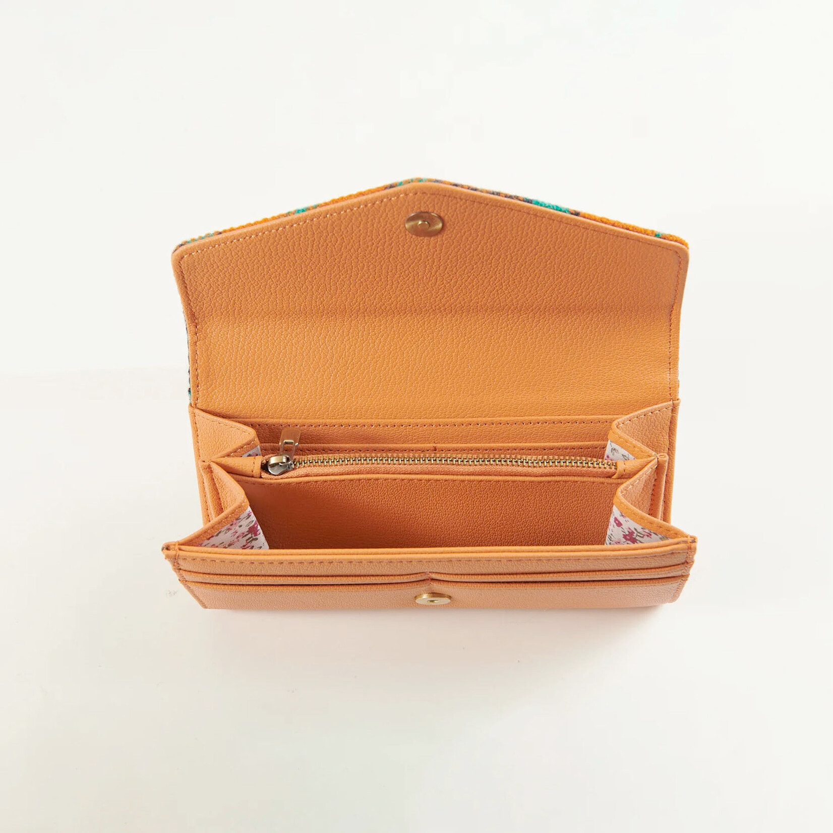 ACCESSORIES ISLANDER LRG CLASP PURSE WALLET w HARRIS TWEED Orange Tartan