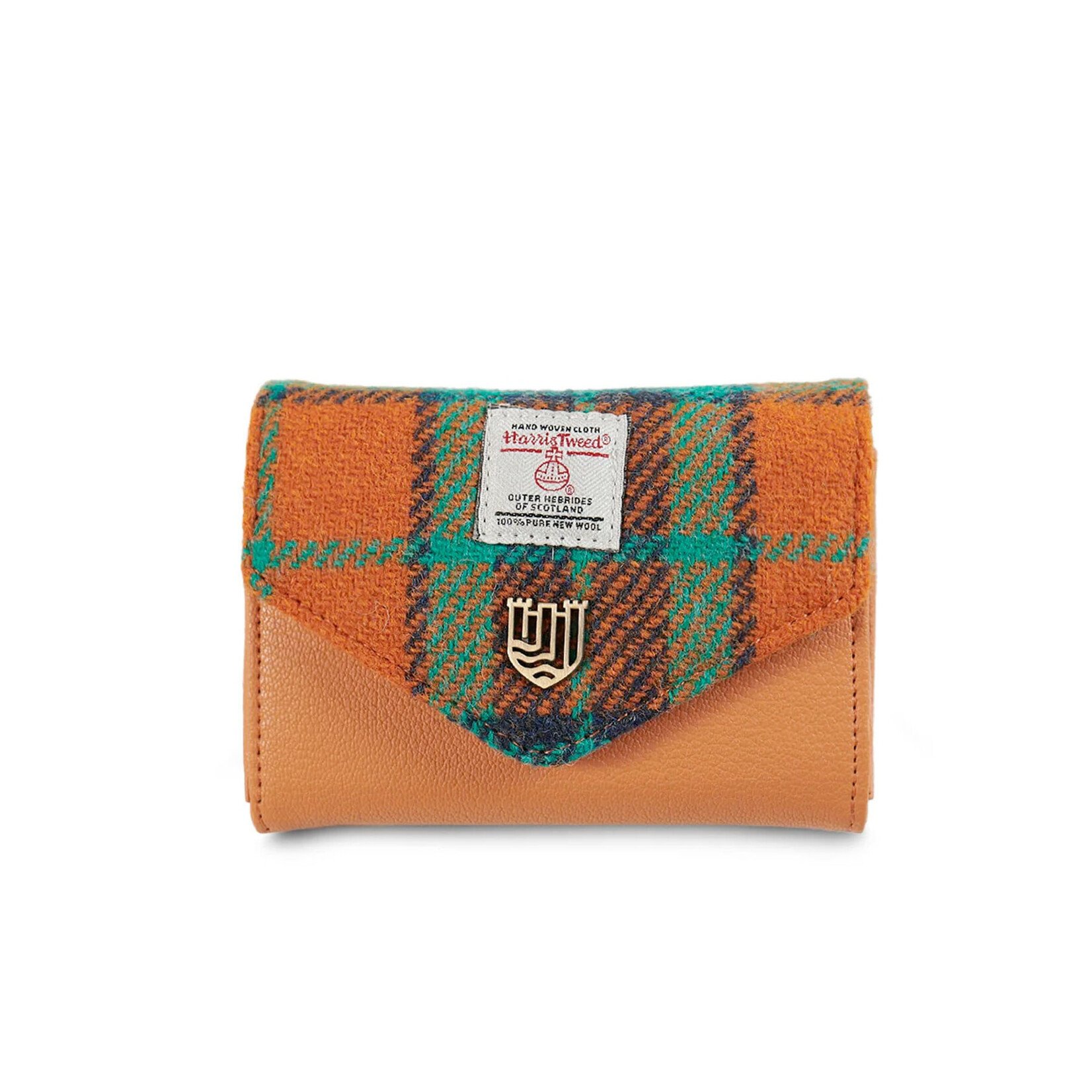 ACCESSORIES ISLANDER SML CLASP PURSE WALLET w HARRIS TWEED Orange Tartan