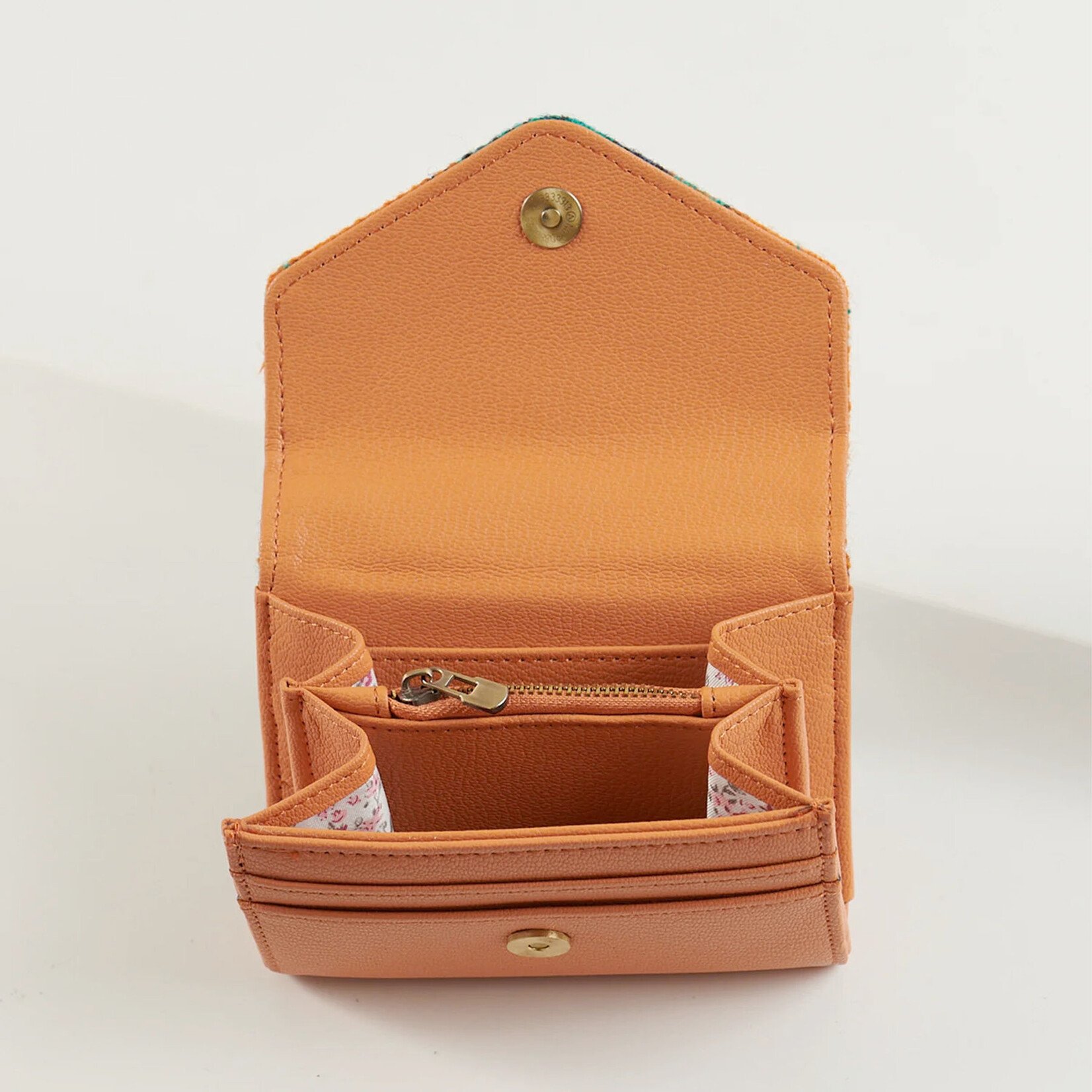 ACCESSORIES ISLANDER SML CLASP PURSE WALLET w HARRIS TWEED Orange Tartan