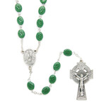 ROSARIES & JEWELRY ST PATRICK ROSARY GREEN SHAMROCK GLASS BEADS