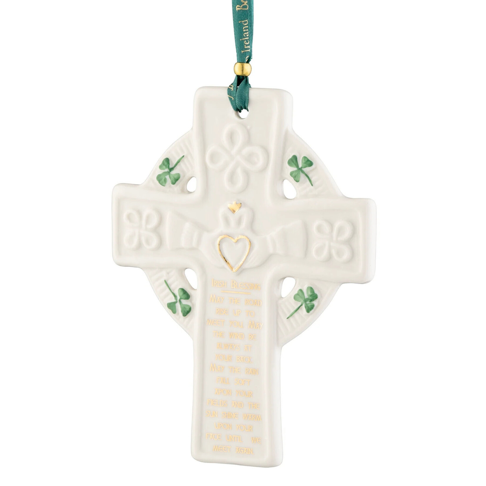 ORNAMENTS BELLEEK CLADDAGH BLESSING CROSS ORNAMENT