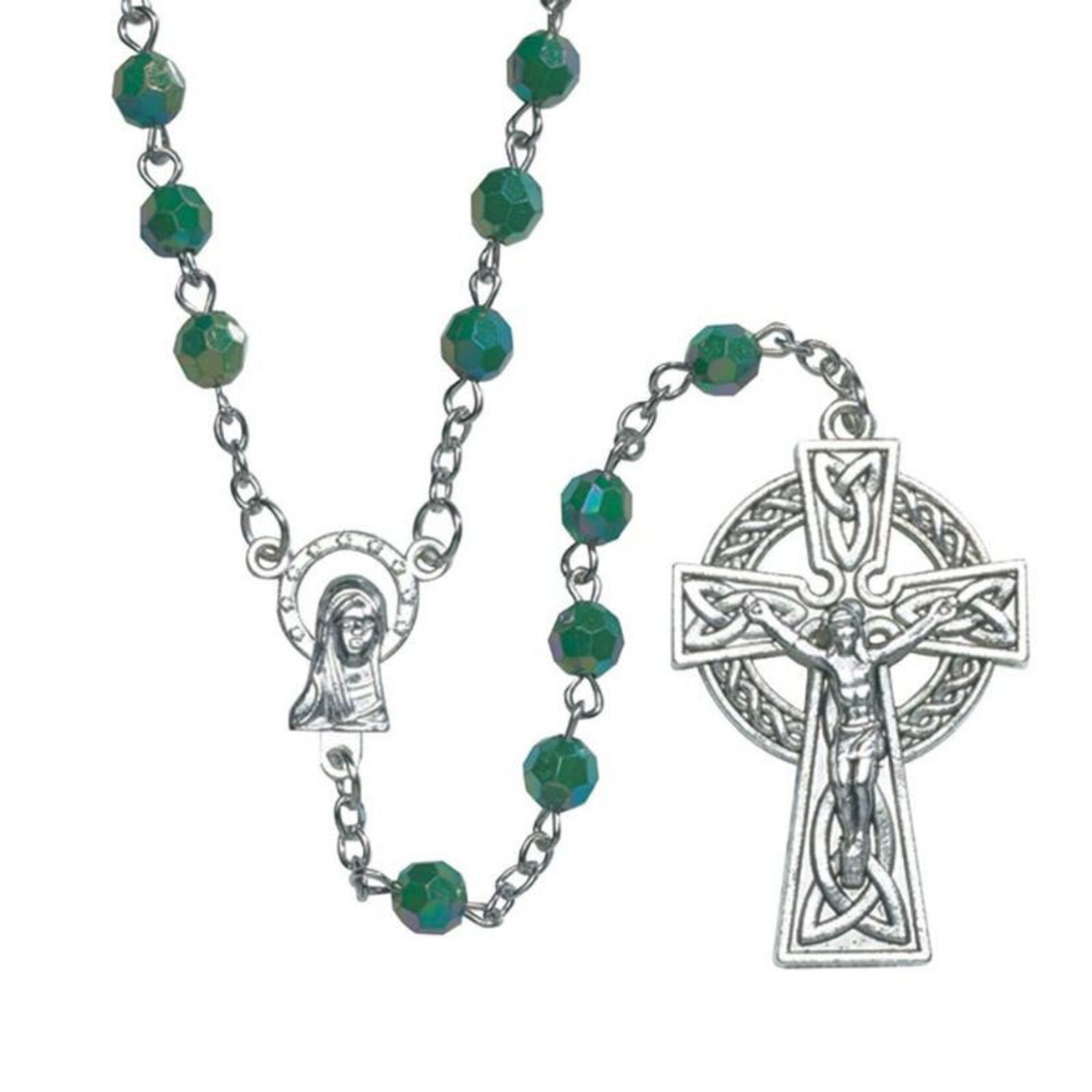 ROSARIES & JEWELRY GREEN GEMS IRISH CELTIC ROSARY