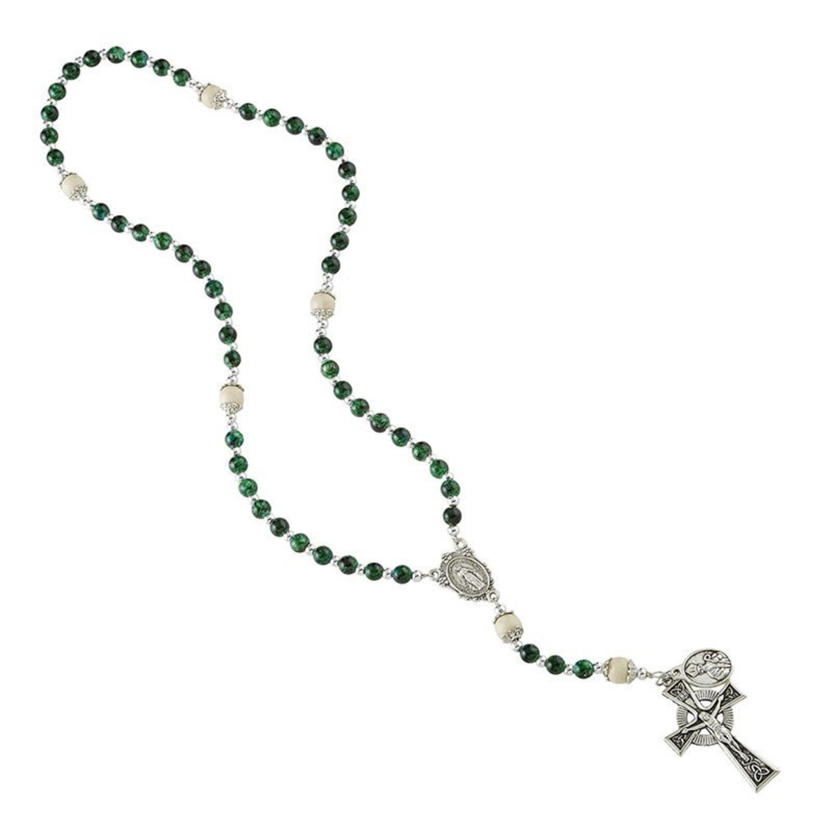 ROSARIES & JEWELRY GRN ST. PATRICK MARBLED IRISH ROSARY