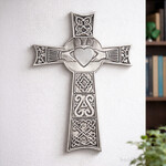CELTIC CROSSES MULLINGAR PEWTER LARGE CLADDAGH WALL CROSS