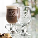 BARWARE GALWAY CRYSTAL IRISH COFFEE GLASSES - Trinity w. Shamrock (2)