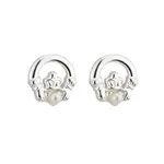 EARRINGS LITTLE TARA CLADDAGH PLATED EARRINGS w PEARL