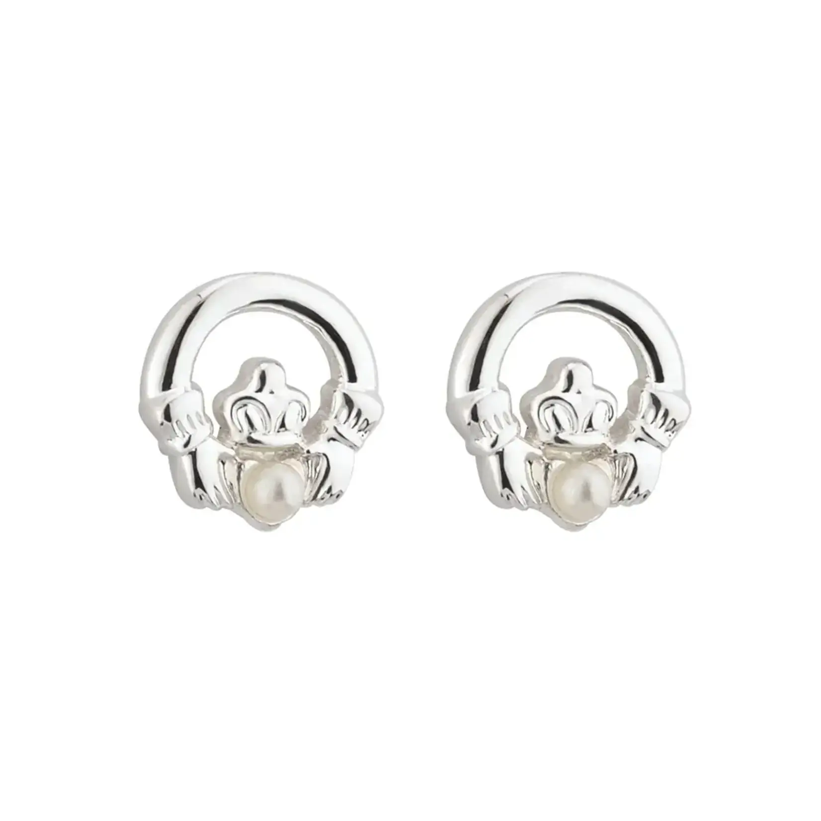 EARRINGS LITTLE TARA CLADDAGH PLATED EARRINGS w PEARL