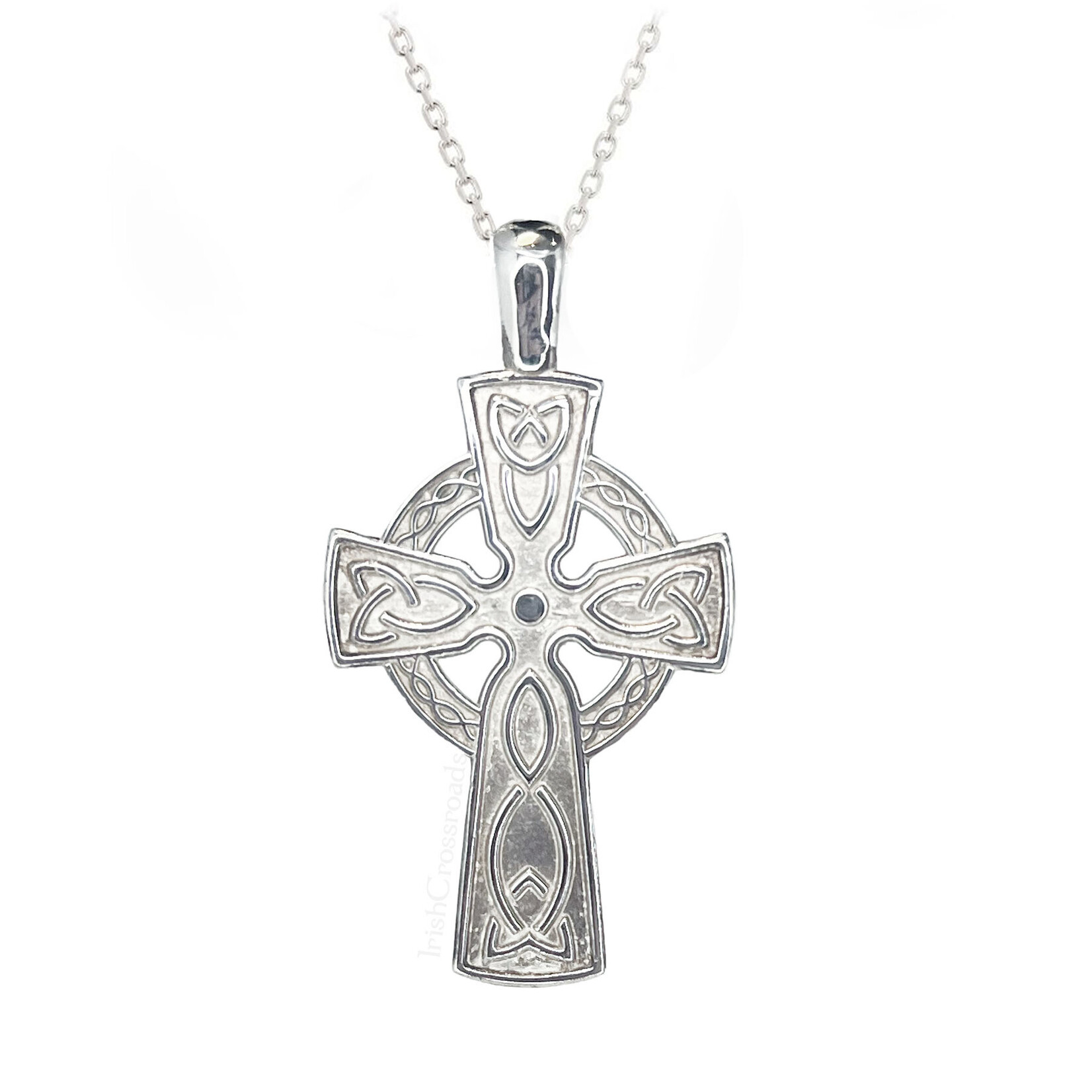 CROSSES FADO STERLING DOUBLE SIDED COLOSSAL CELTIC CROSS w 22" CHAIN