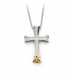 CROSSES FADO STERLING TWO-TONE PAVE SET TRINITY CROSS