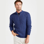 SWEATERS ARAN KNIT QURT ZIP SWEATER