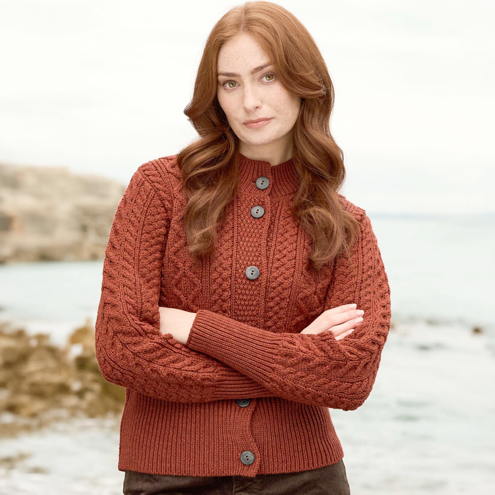 SWEATERS SILVERSTRAND WIDE BAND BUTTON CARDIGAN - Sienna