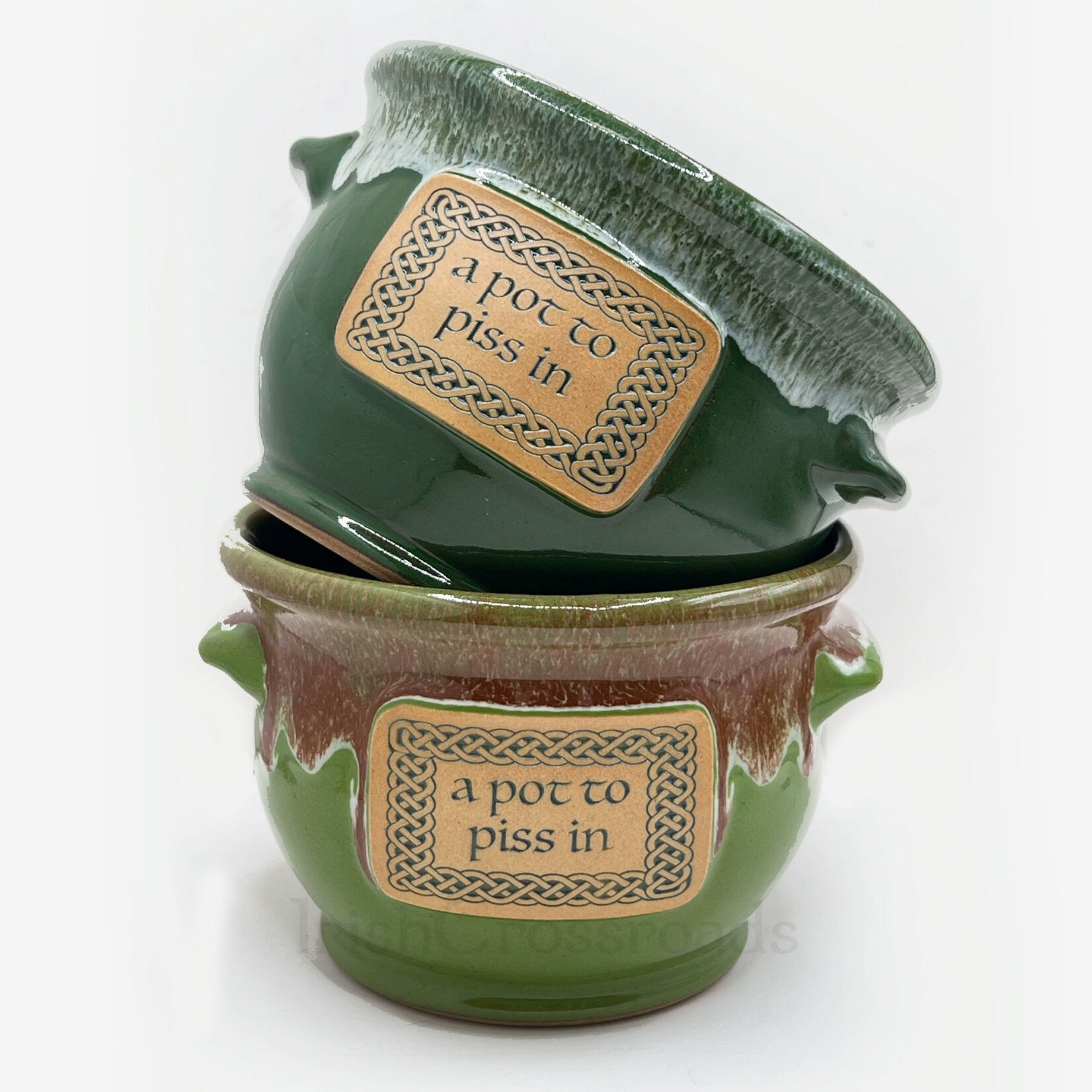 NOVELTY "POT TO PISS IN" CROCK - Moss/Cinn Marble