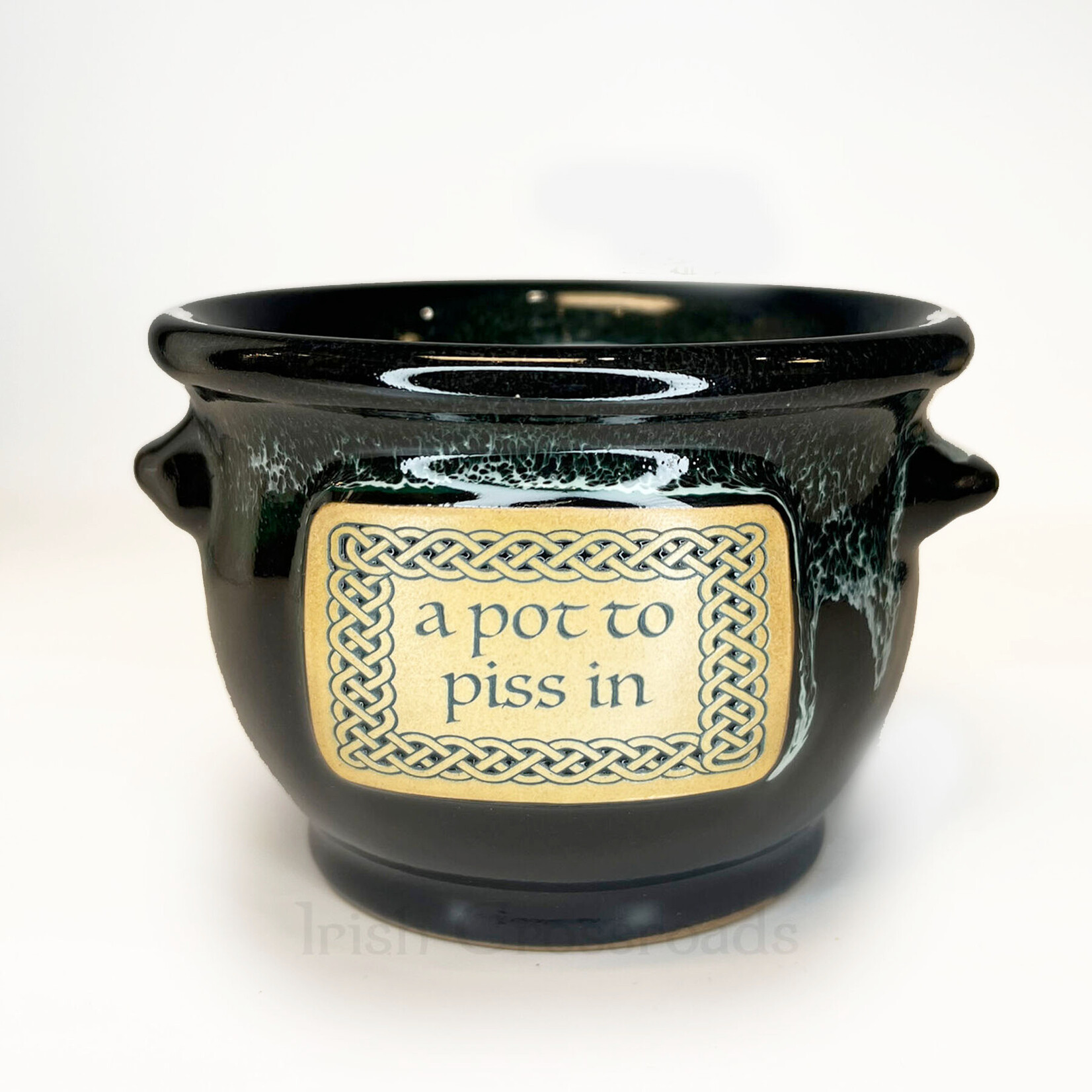 NOVELTY "POT TO PISS IN" CROCK - Blk/Grn Marble