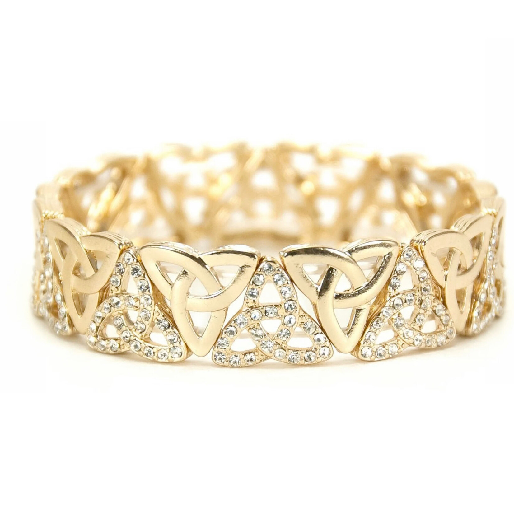 BRACELETS & BANGLES TRINITY KNOT GOLD TONE STRETCH BRACELET- CZ