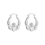 EARRINGS SOLVAR RHODIUM PLATED LRG CREOLE CLADDAGH HOOP EARRINGS