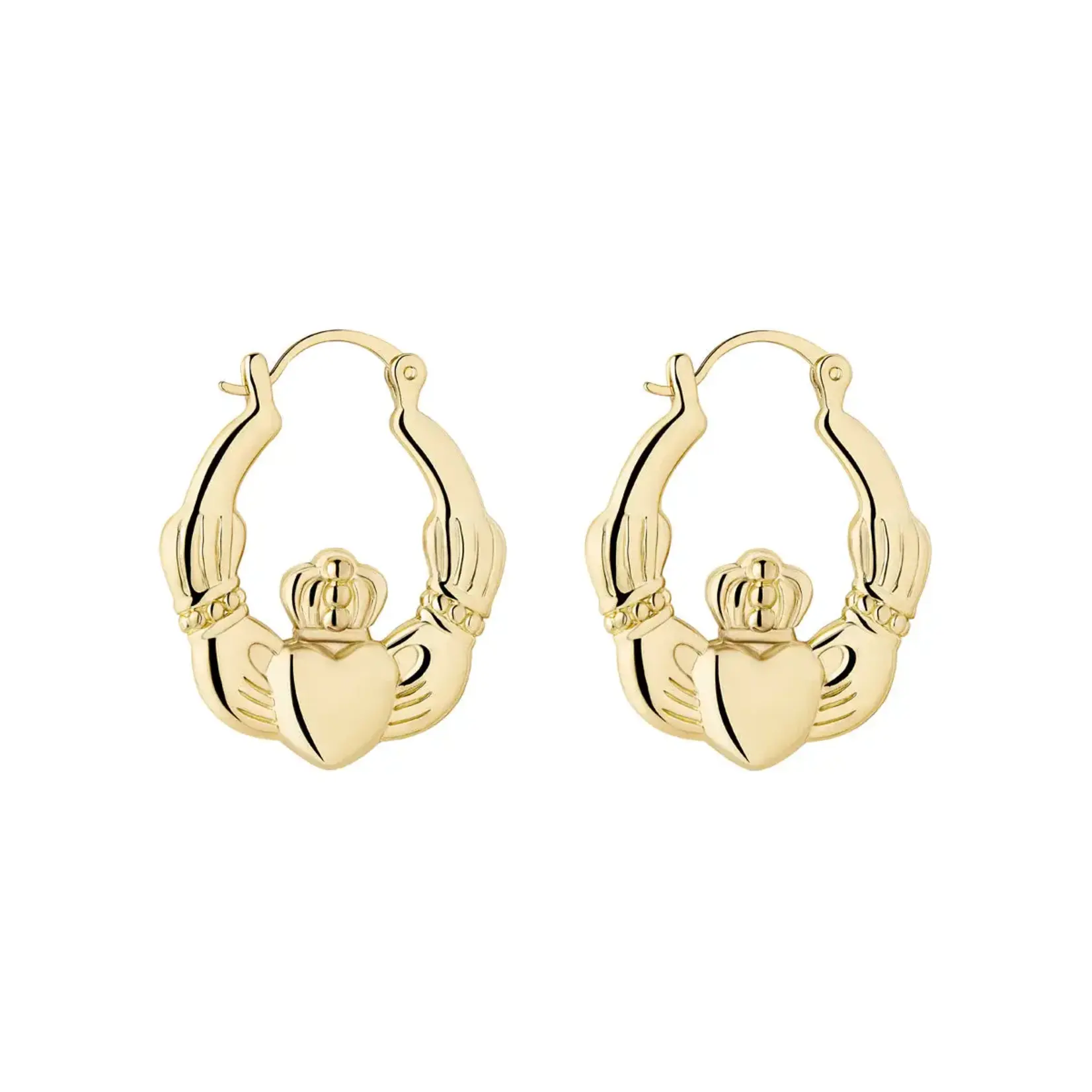EARRINGS SOLVAR GOLD PLATED LRG CREOLE CLADDAGH HOOP EARRINGS