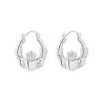EARRINGS SOLVAR RHODIUM PLATED MED CREOLE CLADDAGH HOOP EARRINGS