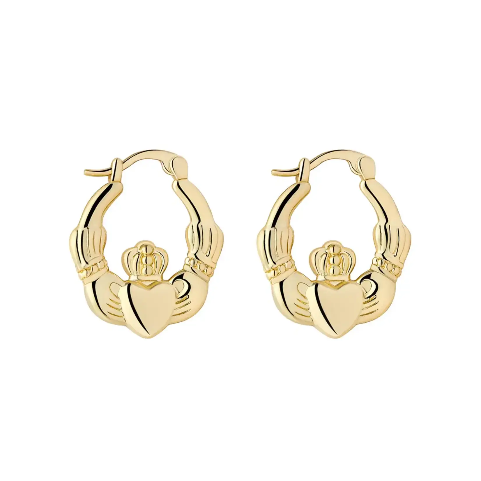 EARRINGS SOLVAR GOLD PLATED SML CREOLE CLADDAGH HOOP EARRINGS