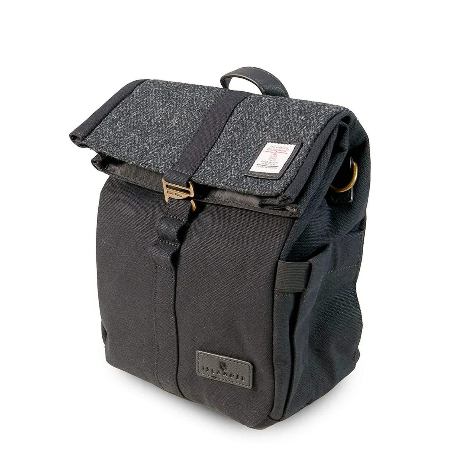 ACCESSORIES ISLANDER CANVAS LUNCH TOTE w HARRIS TWEED Black Herringbone