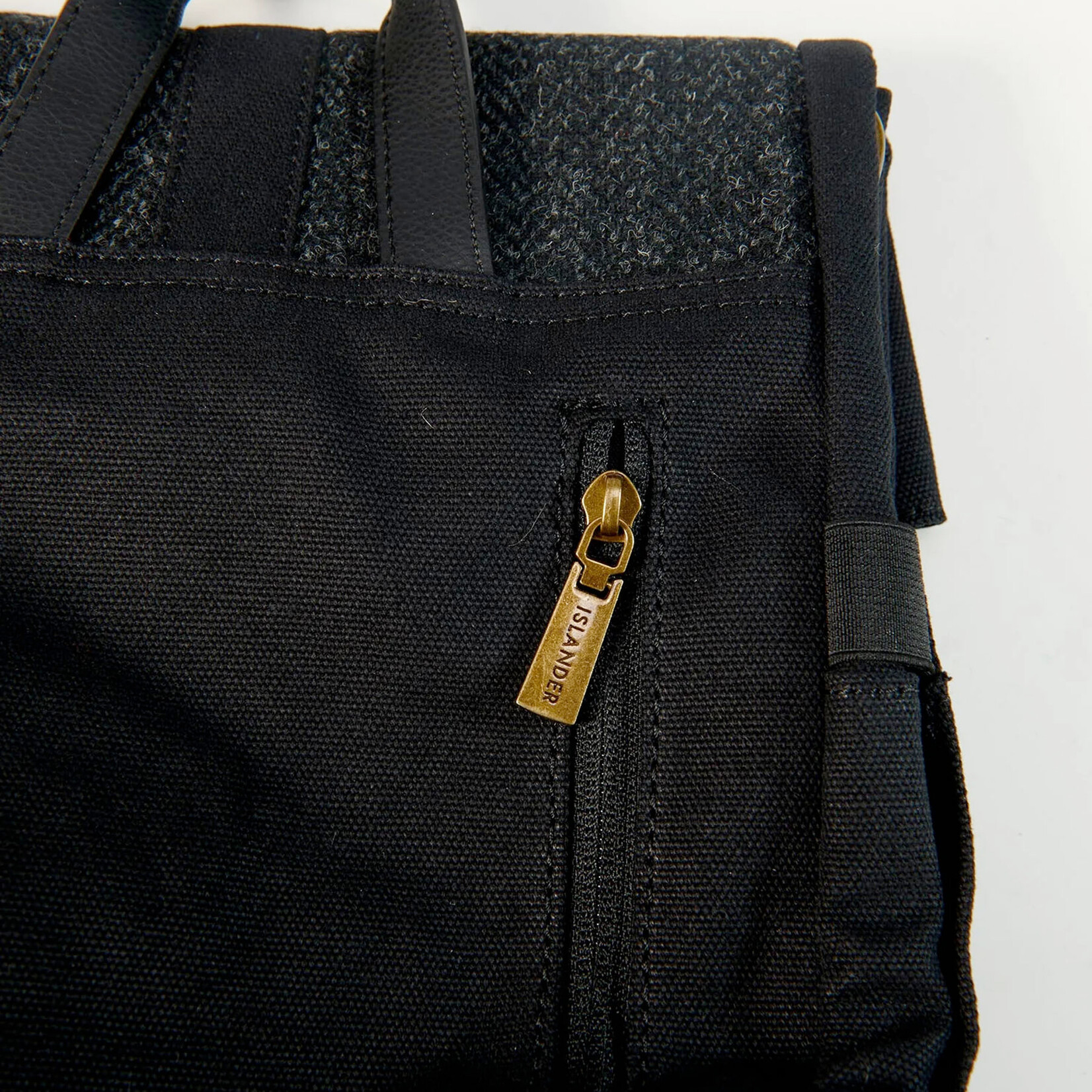 ACCESSORIES ISLANDER CANVAS LUNCH TOTE w HARRIS TWEED Black Herringbone
