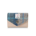 ACCESSORIES ISLANDER SML CLASP PURSE WALLET w HARRIS TWEED Navy Beige Tartan