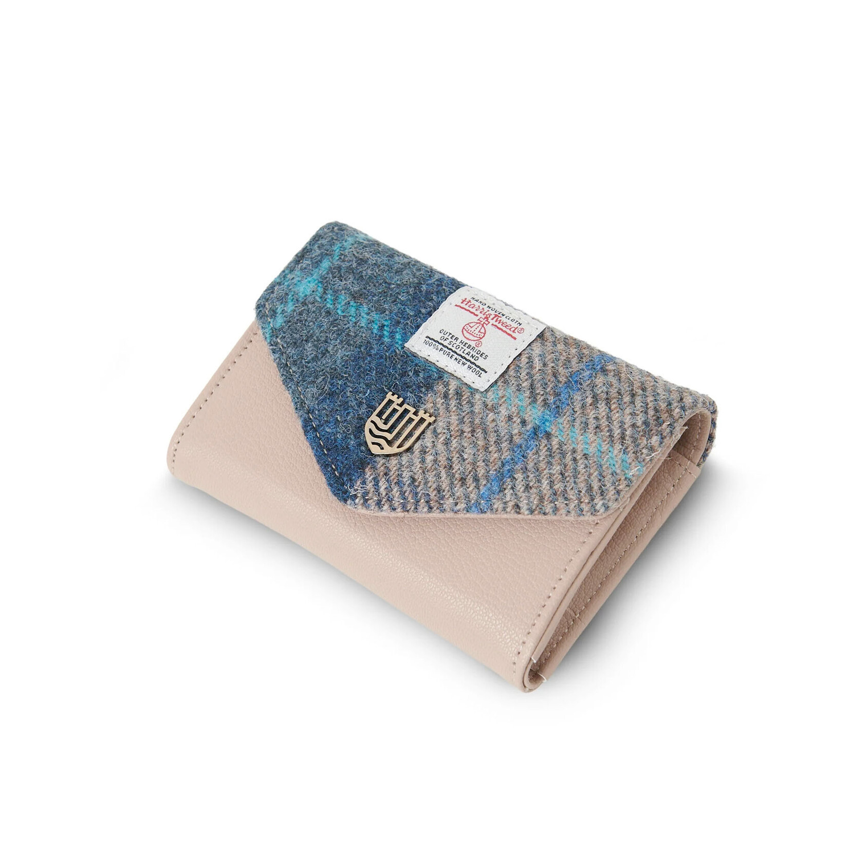 ACCESSORIES ISLANDER SML CLASP PURSE WALLET w HARRIS TWEED Navy Beige Tartan