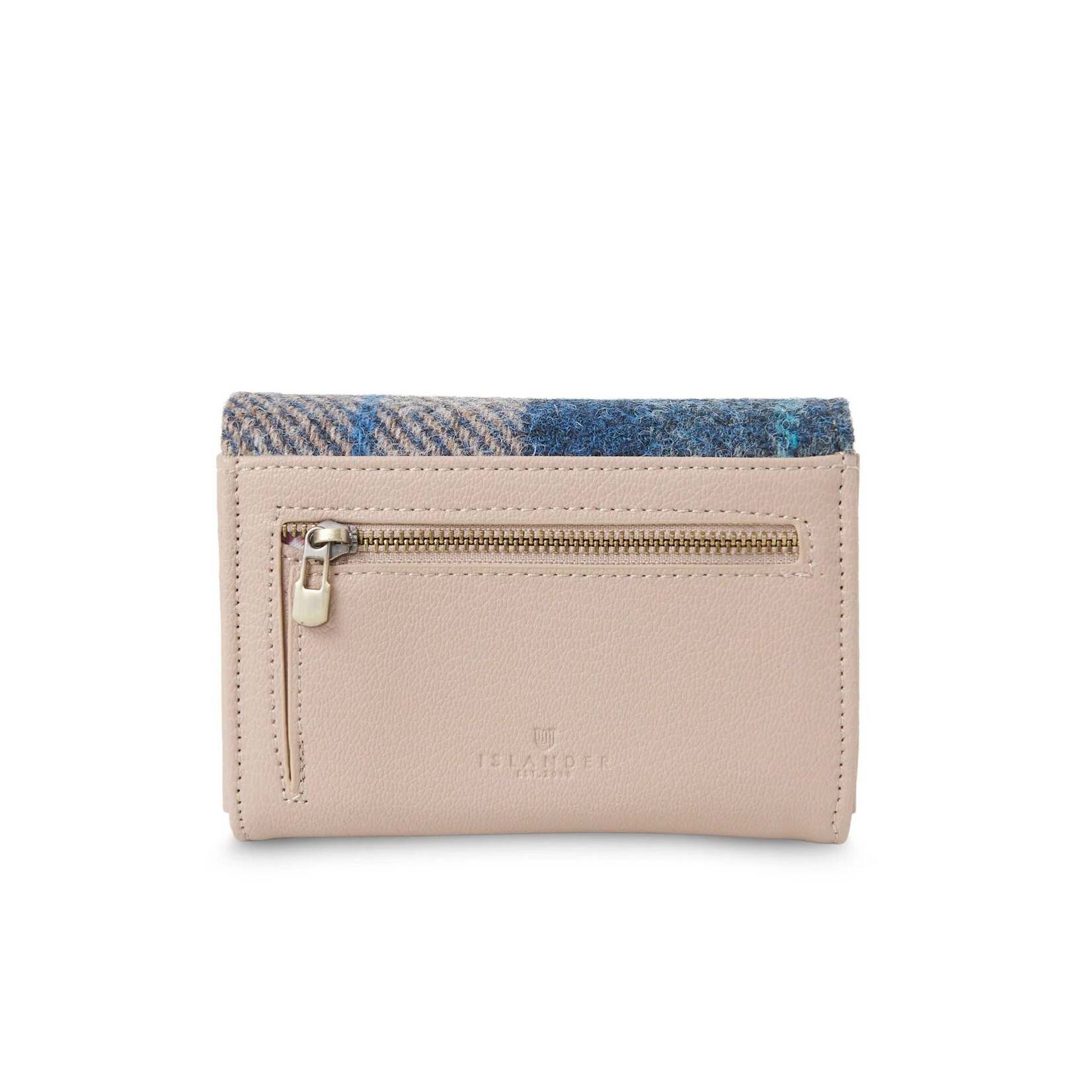 ACCESSORIES ISLANDER SML CLASP PURSE WALLET w HARRIS TWEED Navy Beige Tartan