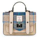 ACCESSORIES ISLANDER MEDIUM SATCHEL w HARRIS TWEED Navy Beige Tartan