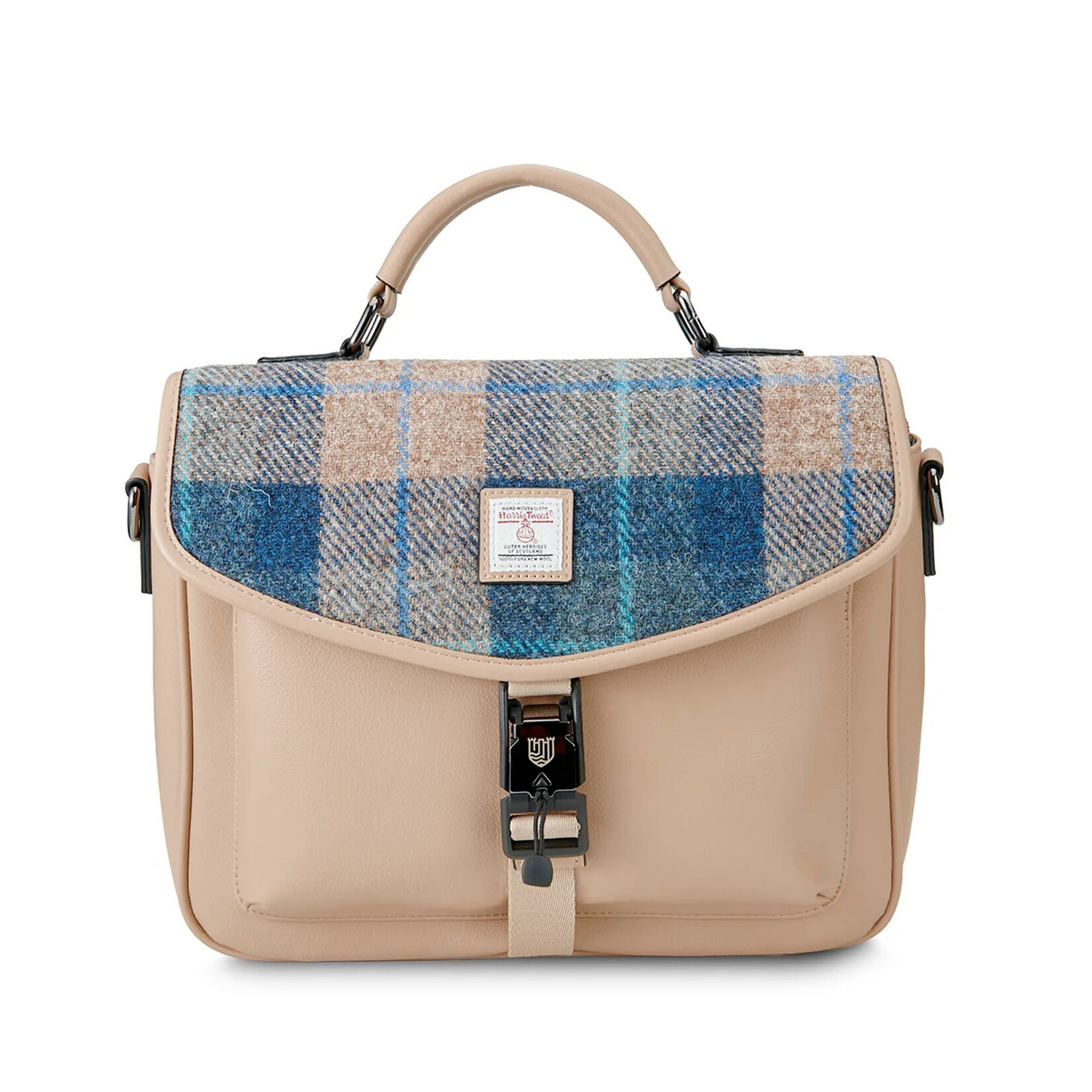 ACCESSORIES ISLANDER MINI LAPTOP BAG w HARRIS TWEED Navy Beige Tartan