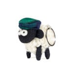 NOVELTY KNITTED SHEEP KEYRING - Green Tartan Flatcap