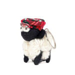NOVELTY KNITTED SHEEP KEYRING - Red Tartan Flatcap