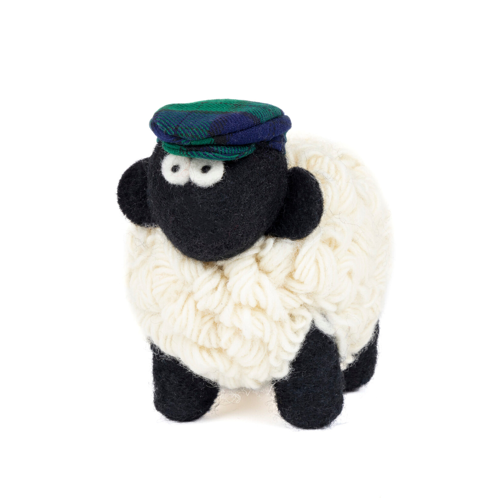 DECOR KNITTED SHEEP COLLECTIBLE - Mountain Lrg Blue Grn Tartan Cap