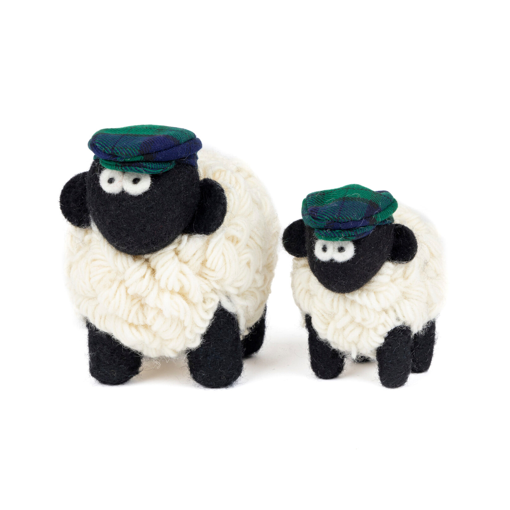 DECOR KNITTED SHEEP COLLECTIBLE - Mountain Lrg Blue Grn Tartan Cap