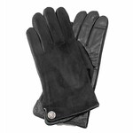 ACCESSORIES LADIES CELTIC BUTTON SUEDE/LEATHER GLOVES - Black