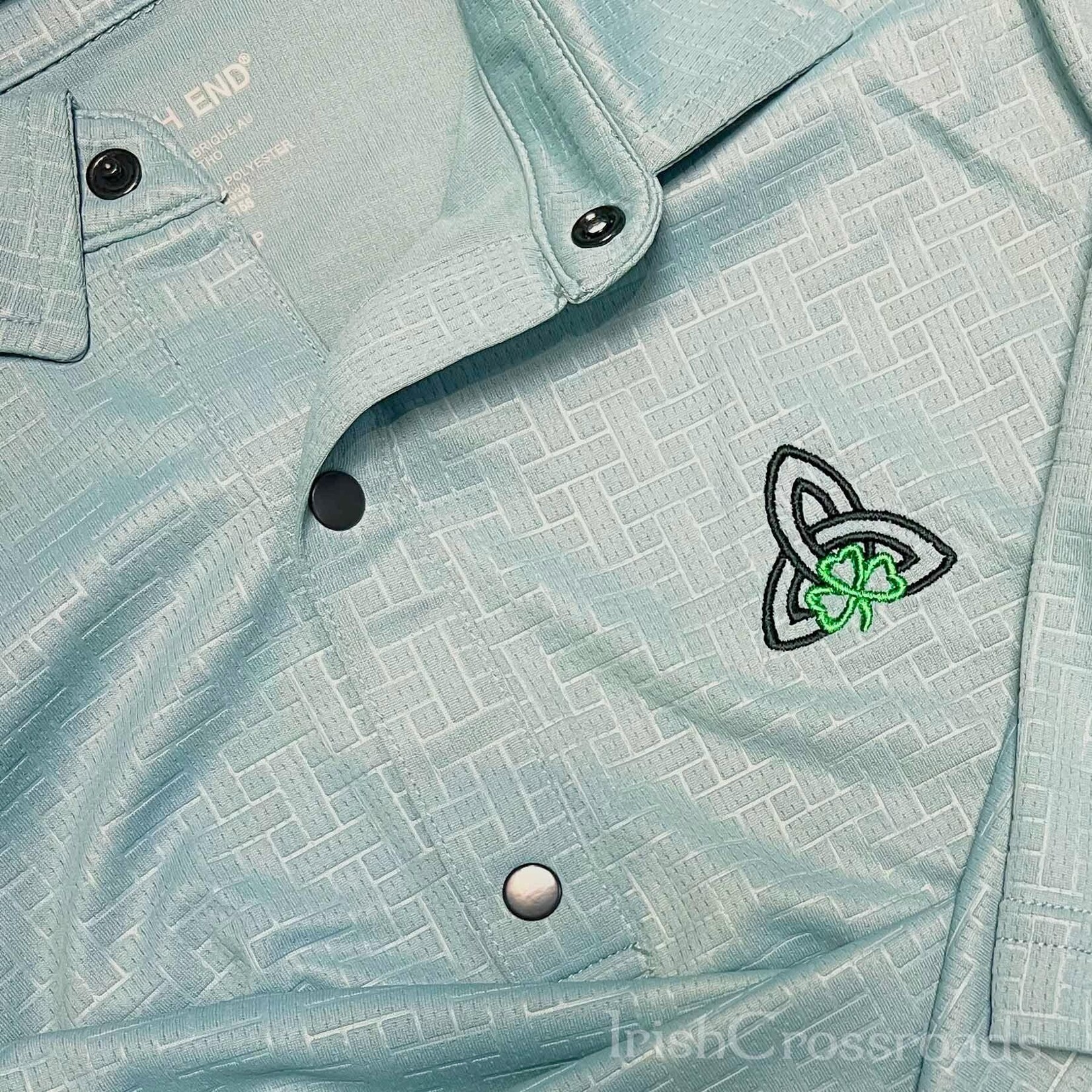 SPORTSWEAR TEXTURED POLO w SHAMROCK & TRINITY