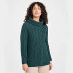 SWEATERS ARAN KNIT VENTED ROLL NECK SWEATER - Marl Emerald