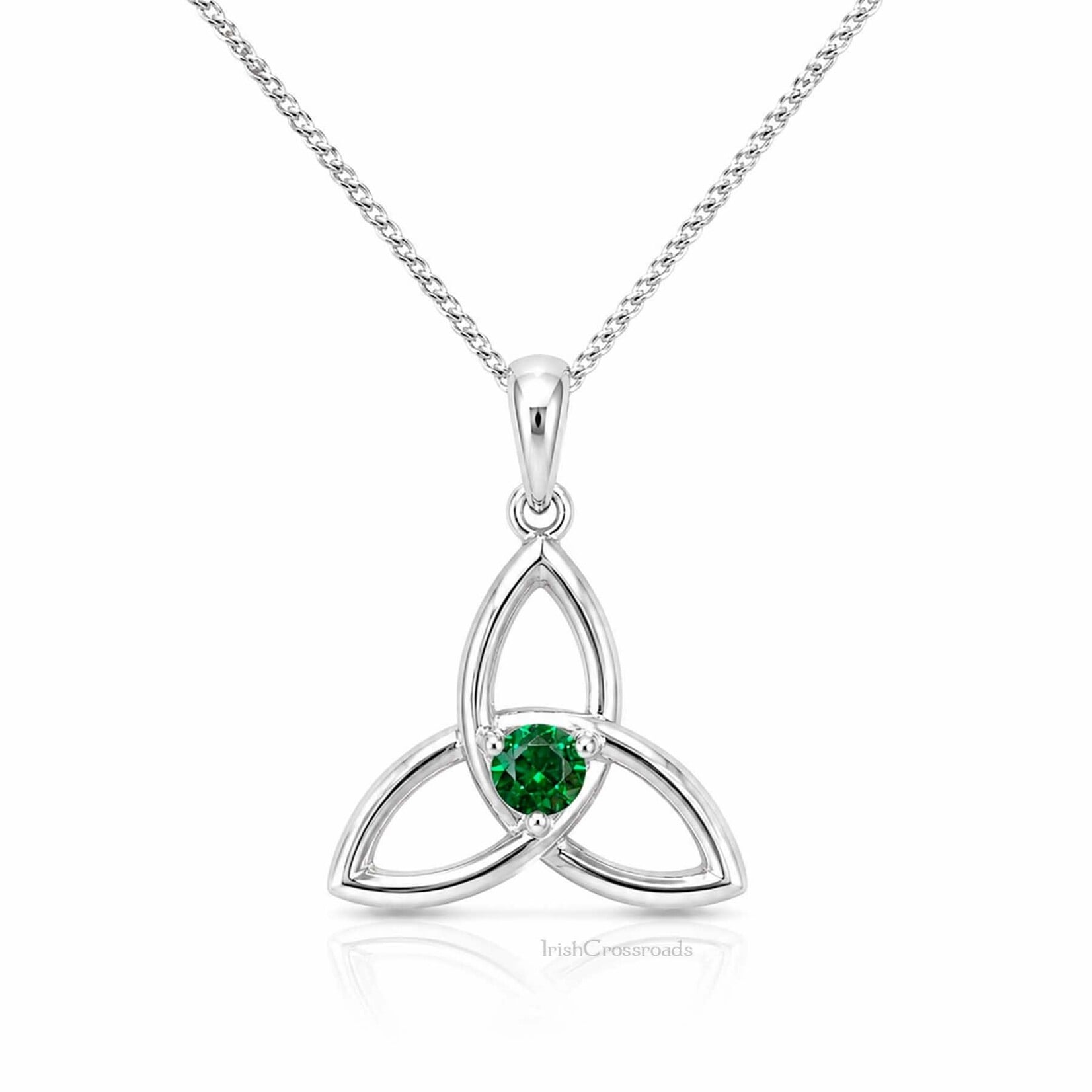 PENDANTS & NECKLACES FADO STERLING TRINITY PENDANT w GRN STONE