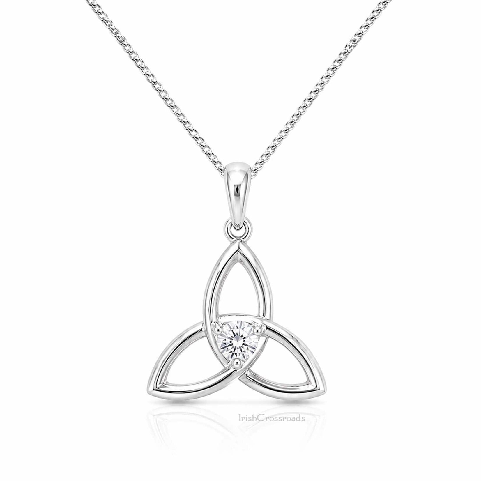 PENDANTS & NECKLACES FADO STERLING TRINITY PENDANT w WHT STONE