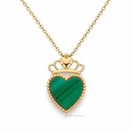 PENDANTS & NECKLACES FADO VERMEIL CLADDAGH HEART PENDANT w Malachite
