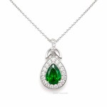 PENDANTS & NECKLACES FADO STERLING TEARDROP CZ EMERALD PENDANT