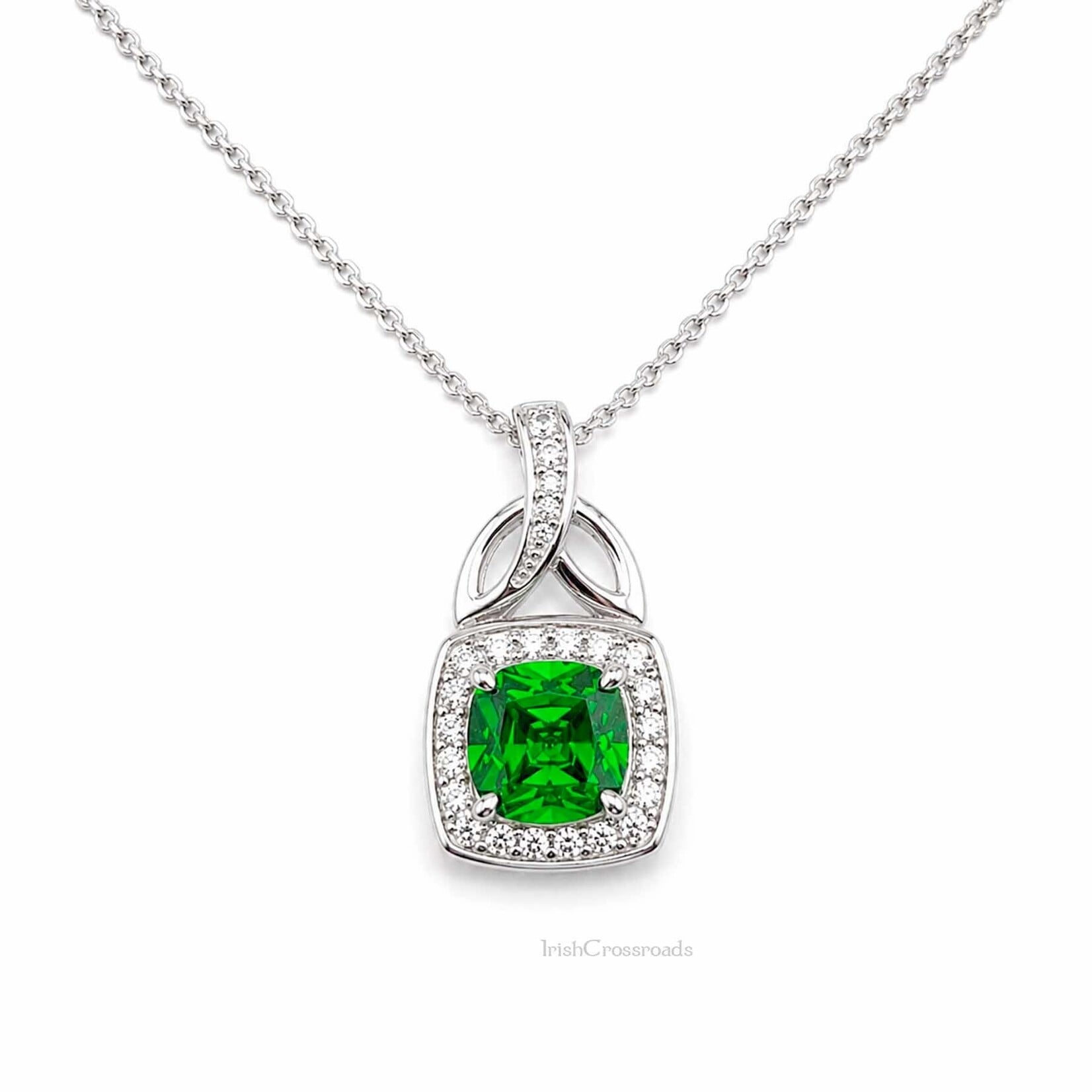 PENDANTS & NECKLACES FADO STERLING SQUARE CZ EMERALD PENDANT