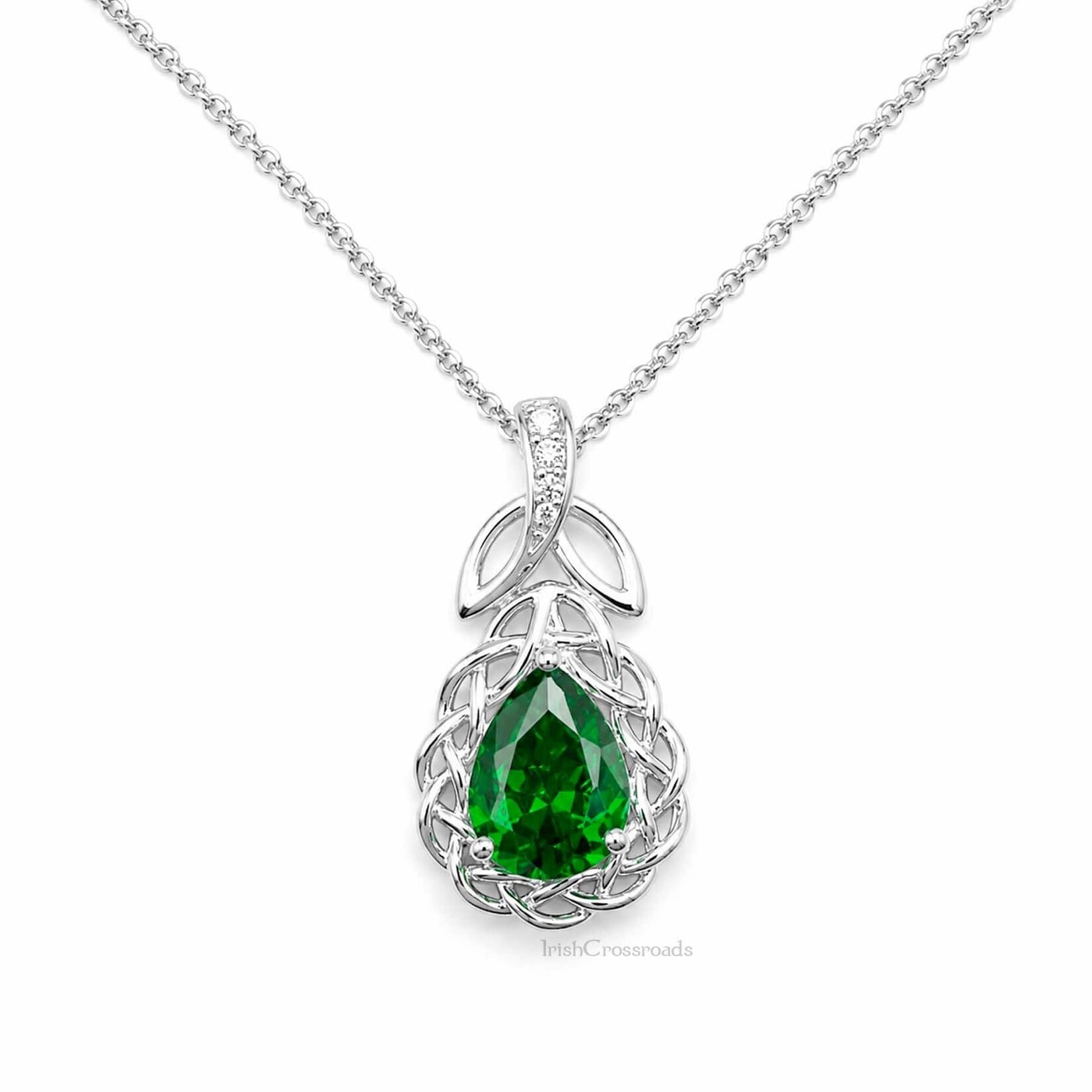 PENDANTS & NECKLACES FADO STERLING TEARDROP SHEELIN PENDANT w EMERALD