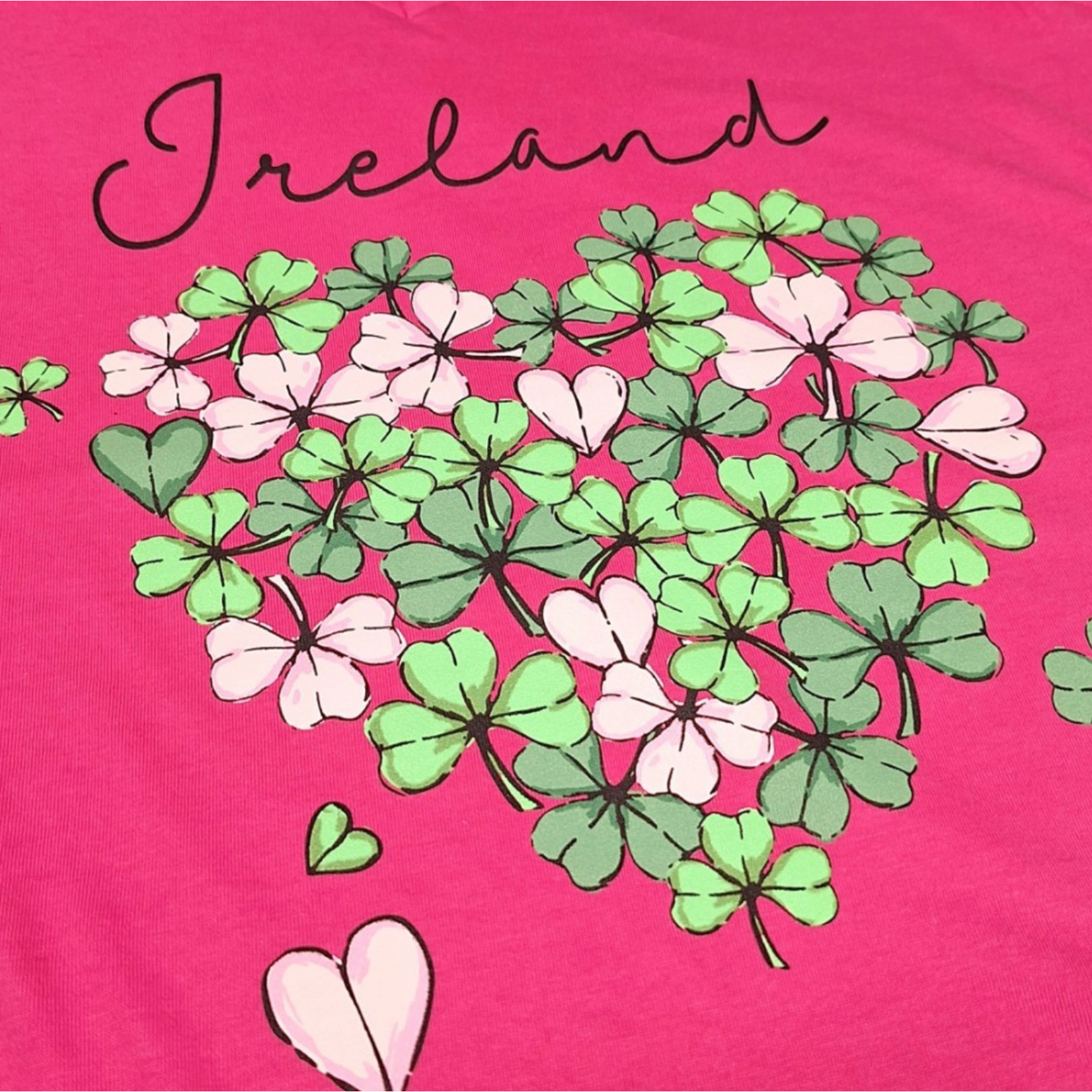 SHIRTS LADIES TEE CERISE w SHAMROCKS HEART
