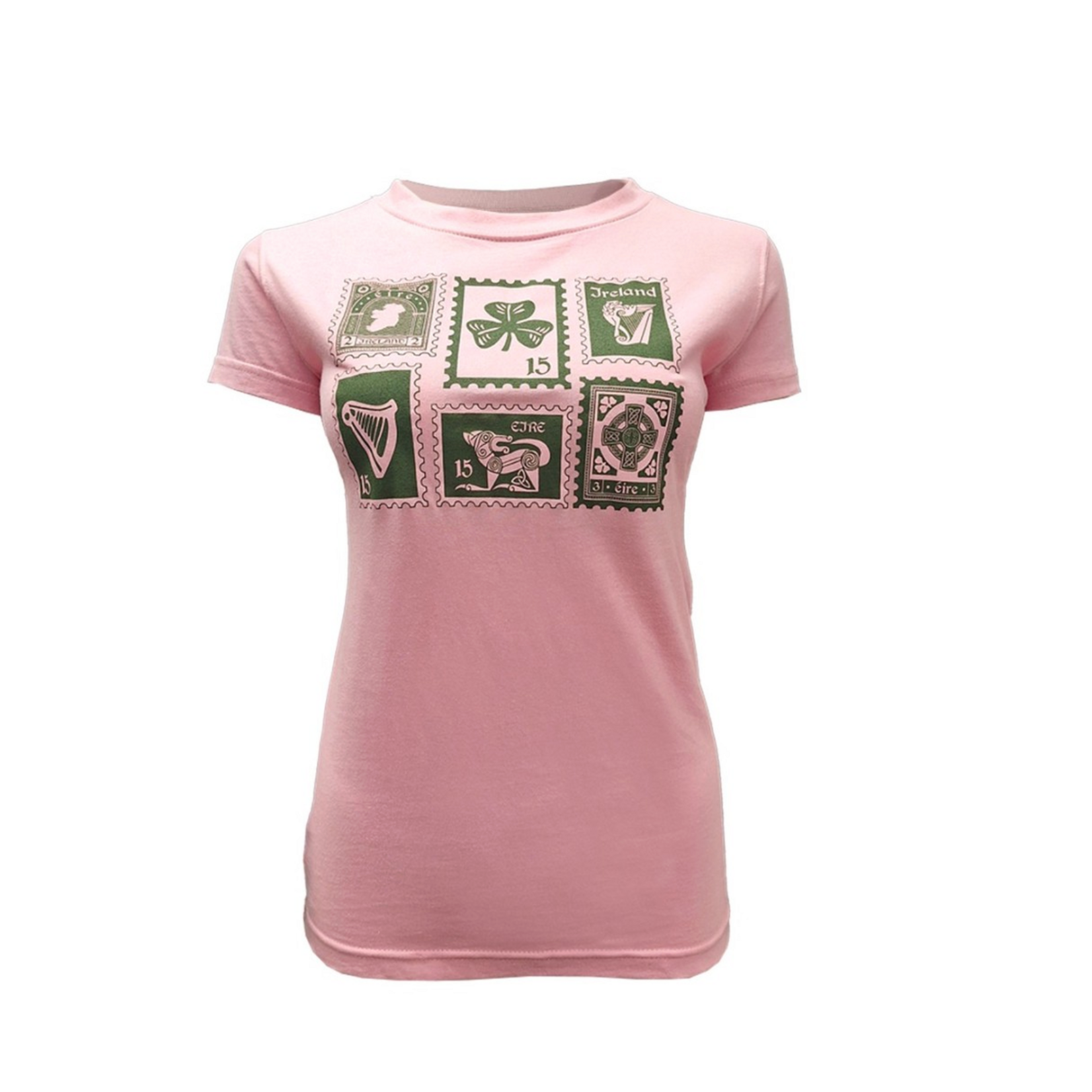SHIRTS LADIES PNK TEE w IRELAND STAMPS