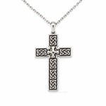 PENDANTS & NECKLACES FADO STERLING HEAVY CROSS PENDANT w BLK ENAMEL